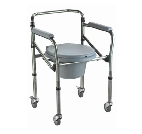 Комбиниран стол за тоалет и баня с колела - сгъваем и регулируем на височина